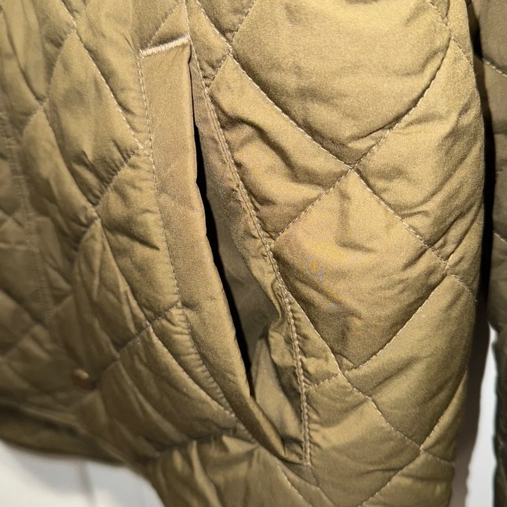 Polo Ralph Lauren kids size 14/16 Large green quilted snap front barn coat